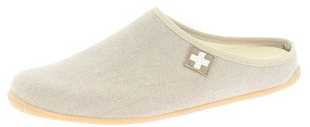 Living Kitzbühel Baumwoll Pantoffel - Weiche Hausschuhe Damen Herren aus Baumwolle - Atmungsaktiv & rutschfest - Handgefertigt in Europa Linen, 36