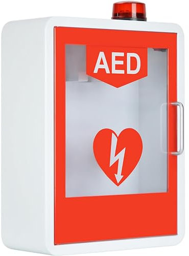 AED-Defibrillator-Aufbewahrungsschrank, wandmontierte Herz-Defibrillations-Alarmbox mit Licht- und Alarmsystem, Doppelschaltersteuerung, Erste-Hilfe-Koffer, passend für die meisten AED-Modelle, für