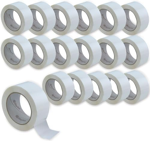Waytex Pack de 18 rouleaux de Ruban Adhésif d'Emballage Pro BLANC 66m x 50mm, Silencieux, en Polypropylène épaisseur 50 microns