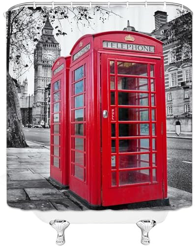 Duschvorhang 120x180 Londoner Straßen Shower Curtains Anti Schimmel Duschvorhänge Vereinigtes Königreich. Bad Vorhang, Für Badezimmer Badewanne Textil Waschbar Wasserdicht, B5008