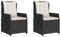 vidaXL Gartensessel 2 STK., Gartenstuhl mit Kissen Stahlrahmen, Loungesessel für Außenbereich, Stuhlset, Verstellbar Schwarz Poly Rattan