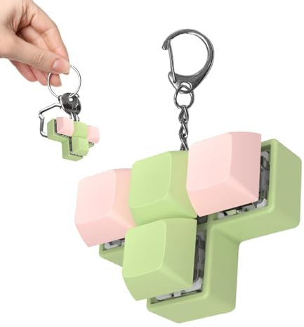 Fidget Keyboard Keychain Keyboard Fidget Clicker Keyboard Keychain Toy 4 Button Light Tree Tester Fingerspielzeug Lustige sensorische Schlüsselanhänger Baumtester Bouto Fingerspielzeug