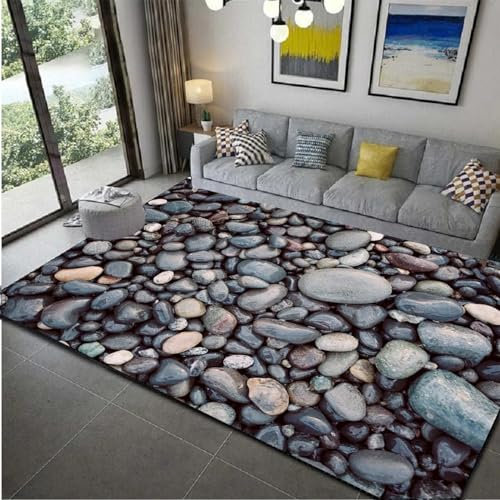 3D Gedruckter Teppich Kieselsteine Kreativ Wohnzimmer Schlafzimmer Anti Rutsch Carpet Kinder Mädchen Jungen Zimmer Spielen Krabbeln Fußmatten 40 X 60 cm -2O0C-P8Y4-8