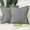 Madizz 2er Set Polyester Leinen Kissenbezügen mit breiter Kante Weiche dekorative Kissenbezüge für Sofa Schlafzimmer Kissenhülle Grau 40x40 cm Quadrat