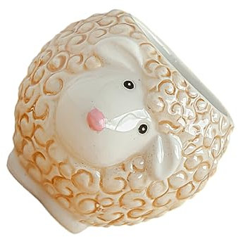 tuwiwol Innovativer Topf in Cartoon Form für Zimmerpflanzen, Verschiedene Größen erhältlich, Kleiner Keramik Blumentopf, Tier Pflanzgefäß, Schaf
