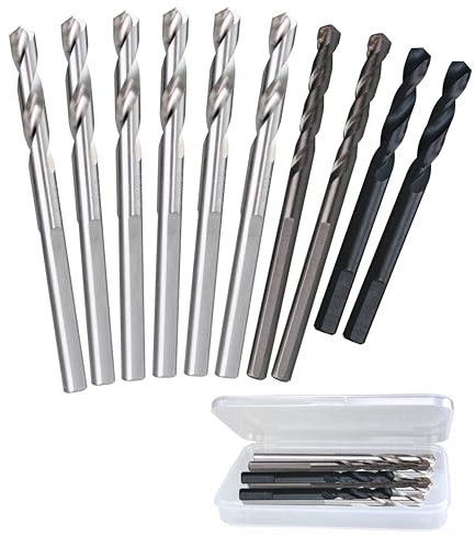 PLG2SUPT 1/4” Pilot Drill Bit Set for Hole Saw Arbor High Speed Steel and Carbide Tipped Drill Bit Cutting Multiple Material Wood Plastic Stuck Brick Hard Metal with 10pcs Set