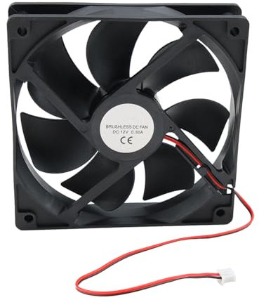 Ventilador DC de 12 V, 12 cm, 12025 Ventilador Hidráulico con Doble Rodamiento de Bolas, Sistema de Rodamiento de Bolas Dual, 2 Pines, Ventilador Fan Axial de Refrigeración