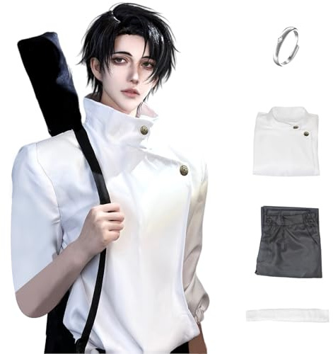 IOPBOT Herren Anime JJK Cosplay-Kostüm, Uniform, Oberteil, Hose, Anzug, Halloween-Outfits, komplettes Set mit Ring (M-Yutai)