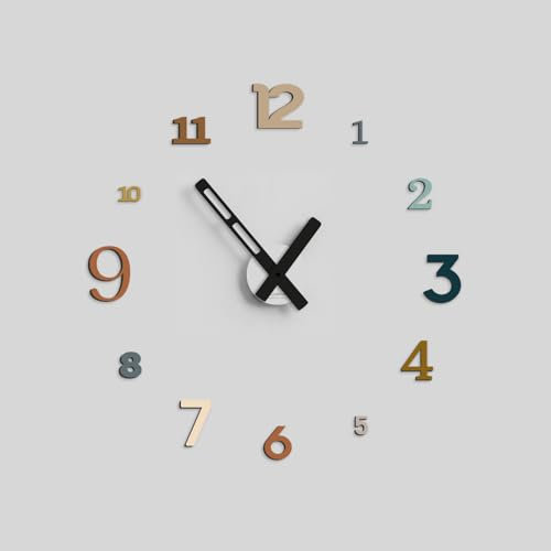 Giallobus - Orologio da Parete Adesivo Grande Float - Typos - Legno Mdf - Float ⌀ 60/80/110cm - 04 - Desert - Orologio da parete moderno - Numeri adesivi 3d - Diametro variabile 60/80/100cm