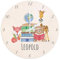 wunderwunsch® - Personalisierte Wanduhr Kinder aus Holz mit Spezial-Druck - Lautloses Uhrwerk mit Aufhängung - Babyzimmer Deko Kinderzimmer (Schultiere)