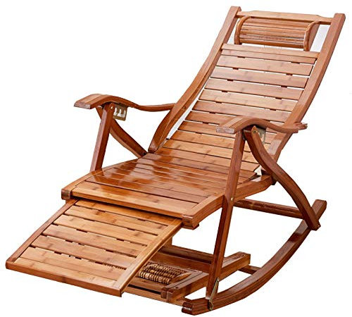 Sedia a dondolo in bambù con lettino regolabile in cotone poggiapiedi retrattile Sedia rilassante portatile per esterni per piscine da giardino (colore: sedia)