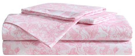 Betsey Johnson - Twin XL Sheets, Fade & Wrinkle Resistant Bedding Set with Matching Sham(s), Soft & Lightweight Bedding Essentials (Fairytale Floral Pink, Twin XL)