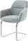 DELIFE Schwingstuhl Pejo-Flex Freischwinger flach Edelstahl Chenille Pastellblau Taschenfederkern