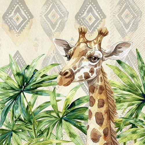 IHR Ideal Home Range Servietten - Motiv : GIRAFFE cream - Lunch 33x33cm - 20 Stück