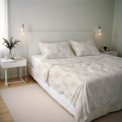 Italian Bed Linen River Cotton Double Duvet Cover Set, Made in Italy – Duvet Cover Set – Duvet Cover 250 x 200 cm with Double Flap and 2 Pillow Cases (Double, Kura)