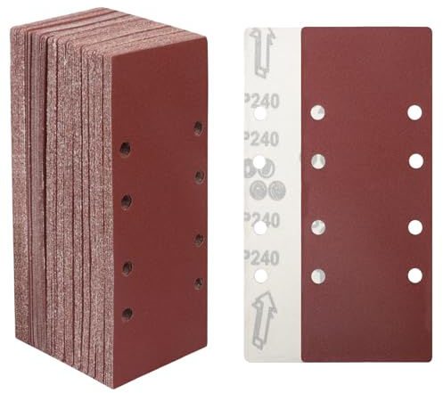 STEBRUAM 240 Grits Sanding Sheets 93 x 230mm Hook and Loop Sandpaper | Sanding Pads Assorted Fit Electric Sander for Polishing Rust Removal 30 Pieces