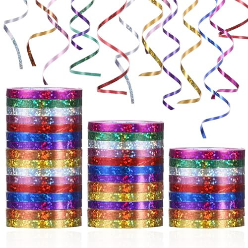 540 M Luftschlangen Geburtstag 54 Rollen Luftschlangen Bunt Glitzernden Luftschlangen Metallic 9 Farben für Karneval Deko Faschingsdeko Geburtstags Hochzeit Gartenparty Disco Mottoparty