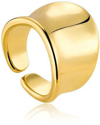 ALEXCRAFT Gold Ringe Damen, Chunky Ringe Verstellbar Offen Wasserfest Freundin Temperament Persönlichkeit Ring Mama Engagement Promise Verstellbar Ring Schmuck für Damen Frauen