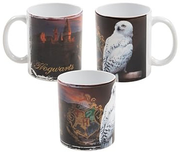Harry Potter - Taza de café con logotipo de Hedwig Hogwarts, color negro, de cerámica, 320 ml