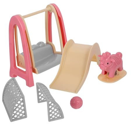 Milisten Tobogán De Simulación De Columpio De Caballo para Casa De Muñecas Accesorios De Juguete De Miniatura Incluye Minicaballo Balancín Decoración De Casa De Muñecas