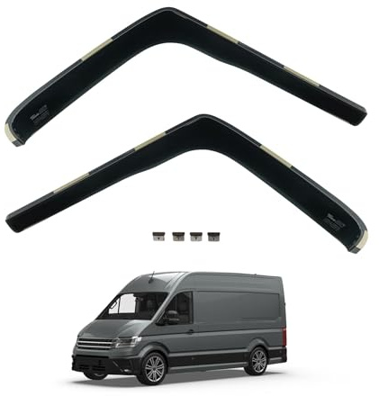 Team HEKO Wind Deflectors for VW Crafter 2006-2018 Front Set of Window Deflectors, Accessories Smoked UV & Scratch Resistant Acrylic In-Channel Fitting ISO Certified Air Ventilation & Rain Protection