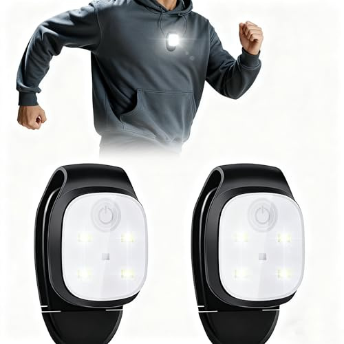 LED Clip Lampe, 2 Stück Lauflicht LED Klein Stirnlampe Wiederaufladbar Lampe mit Clip Wasserdicht Kopflampe Kleinstirnlampe Sicherheitslicht Laufzubehör für Joggen Camping Wandern Kleidung Stirnband