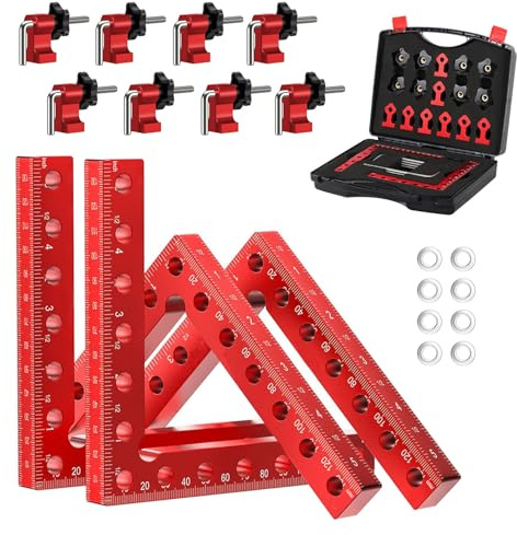 90 Degree Right Angle Positioning Square Clamp, 14x14cm Aluminium Alloy Right Angle Square Clamp Professional Woodworking Clamps for Picture Frames Cabinet Drawers (Set of 4)