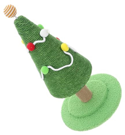 DOITOOL Weihnachtlicher Katzenkratzbaum Tannenbaum Design Hoher Sisal Kratzpfosten mit Bunten Pompons Stabiler Katzenkletterbaum für Aktive Katzen Fördert Krallenpflege und Spielspaß