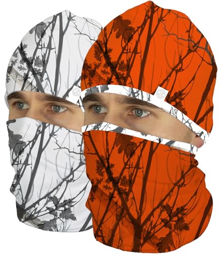 Jagdmütze & Schlauchschal Buff Wende – Drückjagd | Jäger Multifunktionstuch | Waldtarn & Schneetarn | Signal Orange Wintertarnung | Balaclava | Jäger Herren Damen Angeln Geschenke