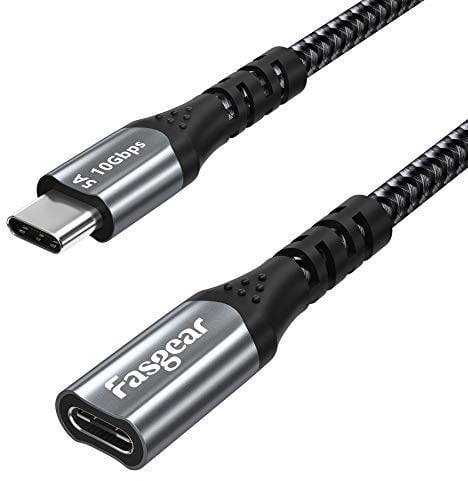 Fasgear USB C Extension Cable 10Gbps USB 3.1 Gen 2 Type C Male to Female Cord Support 4K Video Output Compatible for Thunderbolt 3 port,Mac-Book Pro,Dell XPS,Switch,USB-C Hub,PS VR2(3ft, Black)