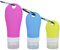 Porte-clés en silicone spécial anti-fuites pour transport confortable en gel hydroalcoolique et autres liquides (2 unités + gel hydroalcool)