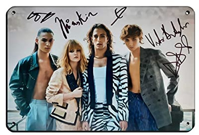 Maneskin-oryginalne-Autogramm 21 Leinwand-Poster, Schlafzimmer, Dekoration, Sport, Landschaft, Büro, Raumdekoration, Geschenk, weiß, 20 x 30 cm