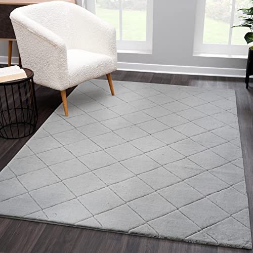 carpet city Teppich Hochflor Wattiert Einfarbig - Grau 120x170 cm Rechteckig - Weicher Wohnzimmerteppich - 3D-Optik, Hoch-Tief-Effekt - Moderne Teppiche Schlafzimmer