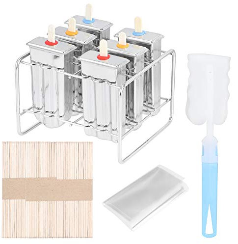 Lot de 6 Moules à Crème Glacée,en Acier Inoxydable Moule à Popsicle avec Support de bâton Famille Ice Cream Ensemble,Moule à Glace réutilisable avec Support de bâtonnets