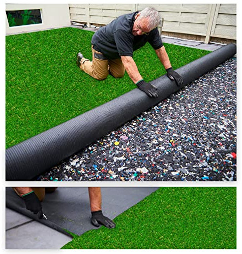 MDEKOR Kunstrasenteppich Outdoor - Kunstrasen wetterfest, Rasenteppich Meterware Grün 150x200 cm, Balkon Bodenbelag wasserdurchlässig mit Drainage 200 cm breit in Echtrasen-Optik