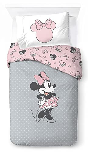 Jay Franco Disney Minnie One of a Kind 100% Baumwolle Kinderbettwäsche-Set 135x200 cm Einzelbettgröße - Bettbezug + Kissenbezug 50x70 cm