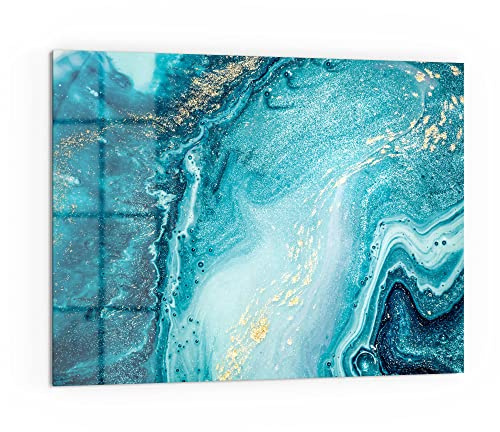 DEQORI Küchenrückwand Glas | Motiv Meer aus Marmor | 80x60 cm | Bad- oder Herd-Rückwand | Herdblende Spritzschutz für Küche & Badezimmer | moderne Deko für Fliesenspiegel