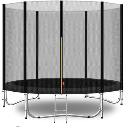 Baunsal® Trampolin Outdoor Ø 183 cm (EXD) schwarz als Komplettset mit Federabdeckung, Sprungmatte, Netz und Leiter - Gartentrampolin Spielzeug für Kinder
