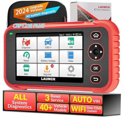 OBD2 Diagnosegerät Auto LAUNCH CRP123E Plus, Alle Systeme für ENG/at/ABS/SRS/Door/EPB/EES etc, mit 3 Rückstellservice SAS, Öl-Reset, Elektrische Drosselklappe neu Lernen, Upgrade von 123E