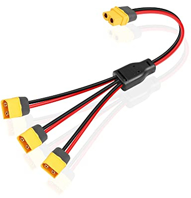 GINTOOYUN XT60 Splitter Extension Cable 1 Female to 3 Male Connector Adapter,12AWG XT60 Power Extension Cable for Solar panel,solar generator,portable power station, drone,RV,ship etc(0.3M)(Style 2)