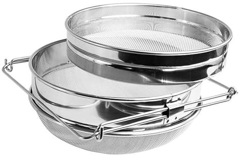 Filtro per miele - Colino per miele in acciaio inossidabile per apicoltura | Doppio setaccio per miele | Colino a doppia rete in acciaio inossidabile | Attrezzature per apicoltura regolabile per tè e