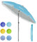Grandekor Parasol de plage, parasol de jardin exterieur, UV50+, Ombrelle réglable en hauteur et inclinaison, Avec ancre de plage de 12cm, Pour plage, balcon & terrasse, Bleu Ciel, 200cm