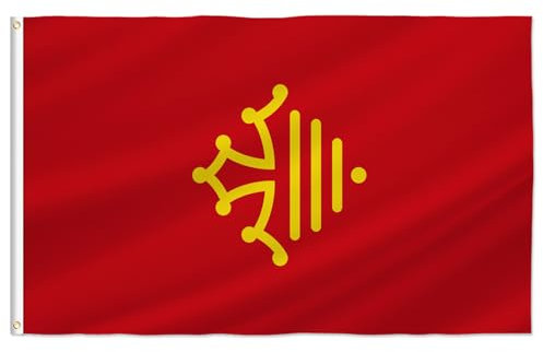 PTEROSAUR Drapeau de l'Occitanie avec œillets en laiton pour décoration intérieure et extérieure (Occitanie, 0,9 x 1,5 m)