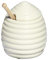 Darthome Cream Beehive Honey Pot With Wooden Dipper 11x12.5x11cm Ceramic Lidded Jar Container Drizzler