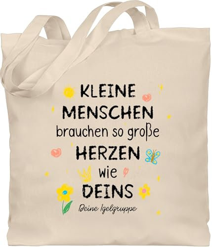 Baumwolltasche - Kleine Menschen brauchen so große Herzen wie deins I Abschluss Geschenke Erzieher Abschiedsgeschenk Erzieherin Geschenk Kita Erzieherinnen - Unisize - Naturweiß