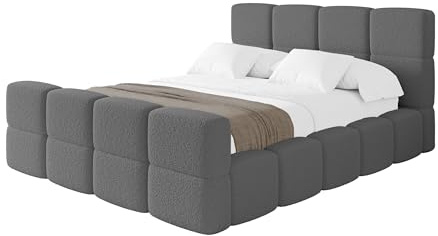 ALTDECOR Polsterbett mit Bettkasten und Lattenrost, Bett mit Kopfteil, Boxbett ohne Matratze, Doppelbett mit Stauraum - NATA-Z 180x200 Grau