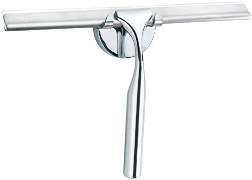 Werkzeyt Duschabzieher - 24,5 cm Arbeitsbreite - Streifenfreie Reinigung für Duschwände & Fenster - mit Wandhalterung - aus Edelstahl / Fensterabzieher / Duschkabinenabzieher / Glasabzieher / SA119