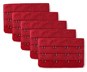 Allegra K donne reggiseno estensione cinturino 4 ganci 3 righe fibbia intimo Borgogna Rosso 5Pz