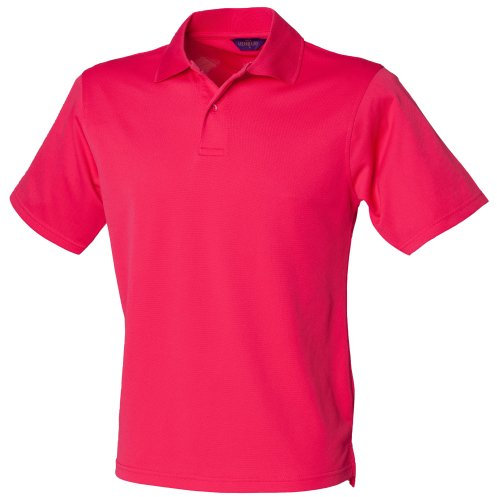 Henbury Mens Coolplus® Pique Polo Shirt (3XL) (Bright Pink)