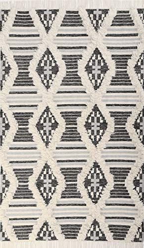 Kelim Teppich aus 80% Schurwolle + 20% Baumwolle; handgearbeitet und nachhaltig | Strukturteppich | Flachgewebe | 160 x 230 cm; Farbe: Schwarz/Weiß | Tom Tailor - Vintage